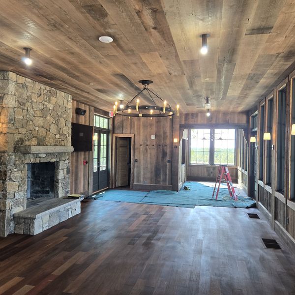 Finished great room lighting