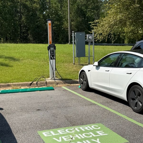 EV charging station in use