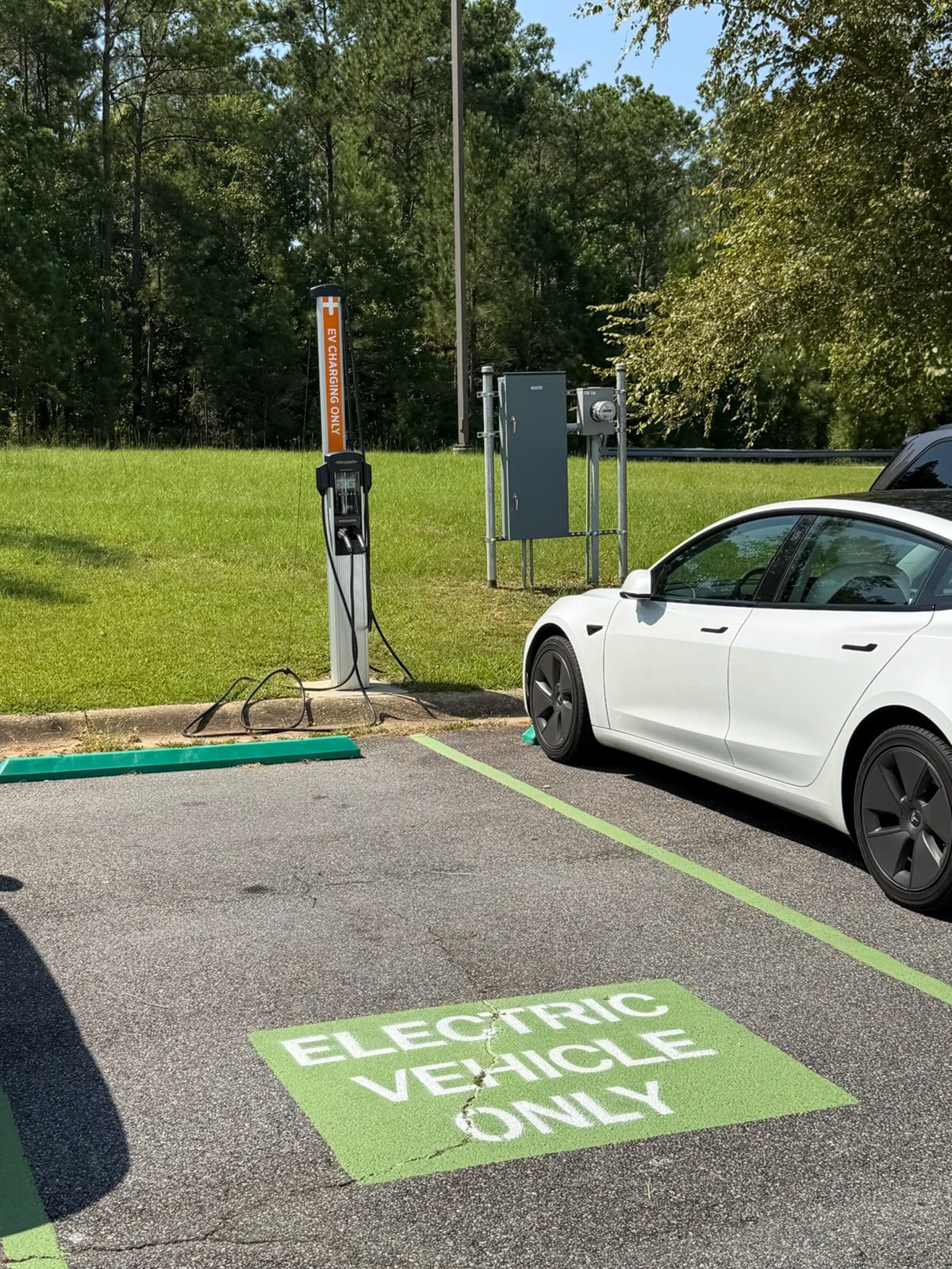 EV charging station in use