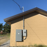 Exterior service mast and meter