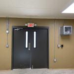 Double doors with exit signage