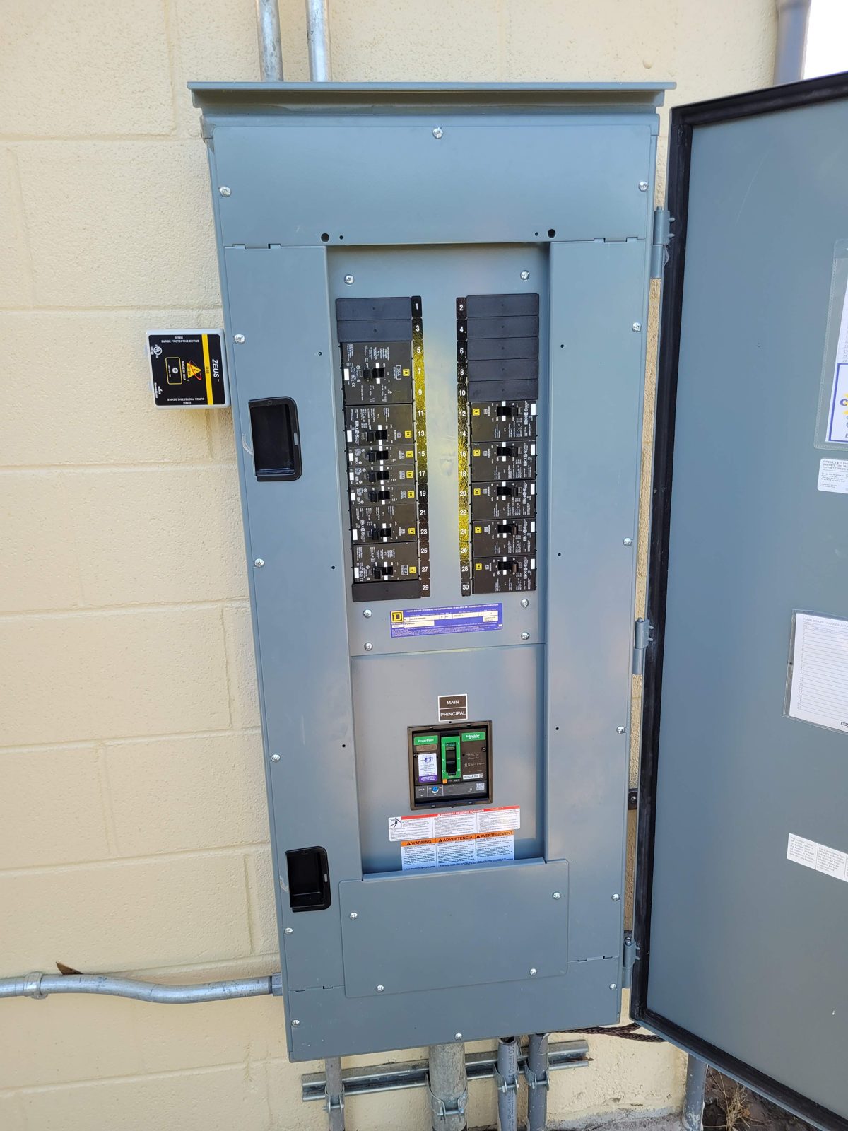New panelboard installed during an interior rewiring project