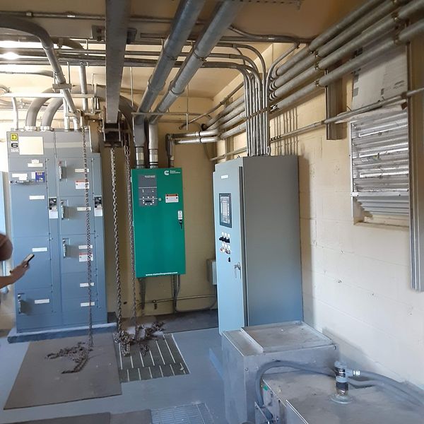 Transfer switch in a mechanical room