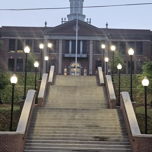 Campus entrance post lighting